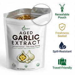 Aged Garlic Extract Softgels 7500 mg per Serving – Odorless Garlic Capsules – 300 Softgels