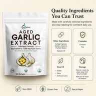 NutraVora Aged Garlic Extract Softgels – 7500mg – 300 Count | 100-Day Supply | Odorless