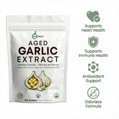 Aged Garlic Extract Softgels 7500 mg per Serving – Odorless Garlic Capsules – 300 Softgels