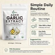 NutraVora Aged Garlic Extract Softgels – 7500mg – 300 Count | 100-Day Supply | Odorless