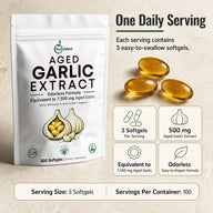 NutraVora Aged Garlic Extract Softgels – 7500mg – 300 Count | 100-Day Supply | Odorless