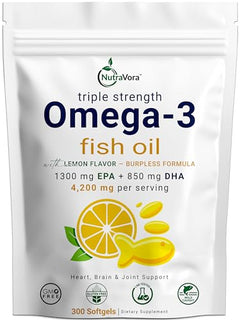 NutraVora Triple Strength Omega-3 Fish Oil – 4200 mg – 300 Softgels