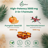 NutraVora Pumpkin Seed Oil with Saw Palmetto Capsules – Men’s Prostate, Hair & Hormone Support Supplement – 3000 mg High Potency Cold-Pressed Formula – Non-GMO, Gluten-Free, Lab Tested – 300 Softgels