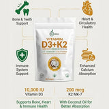 NutraVora Vitamin D3 K2 Supplement – 10,000 IU D3 (Cholecalciferol) with 200 mcg K2 MK-7 – High Strength Bone, Heart & Immune Support – Enhanced with Coconut Oil – Non-GMO, Gluten-Free – 300 Softgels