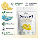 NutraVora Triple Strength Omega-3 Fish Oil – 4200 mg Per Serving with 1300 mg EPA + 850 mg DHA – Lemon Flavor Burpless Formula – Wild-Caught, Non-GMO, Gluten-Free – 300 Softgels