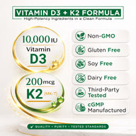 NutraVora Vitamin D3 K2 MK-7 Softgels – 10000 IU + 200mcg – 300 Count | 10-Month Supply