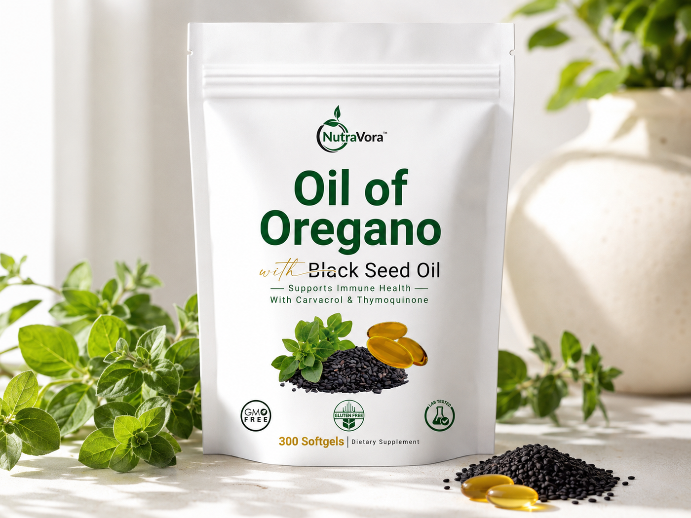 Oil of Oregano with Black Seed Oil – 300 Softgels