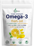 NutraVora Triple Strength Omega-3 Fish Oil Softgels – 4200mg – 300 Count | 100 Servings