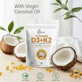 NutraVora Vitamin D3 K2 Supplement – 10,000 IU D3 (Cholecalciferol) with 200 mcg K2 MK-7 – High Strength Bone, Heart & Immune Support – Enhanced with Coconut Oil – Non-GMO, Gluten-Free – 300 Softgels