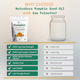NutraVora Pumpkin Seed Oil with Saw Palmetto Capsules – Men’s Prostate, Hair & Hormone Support Supplement – 3000 mg High Potency Cold-Pressed Formula – Non-GMO, Gluten-Free, Lab Tested – 300 Softgels