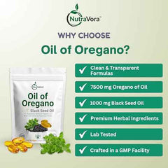 NutraVora Oil of Oregano with Black Seed Oil – 300 Softgels
